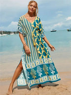 Teal Blue Drawstring Waist Kaftan / Moo Moo