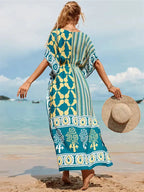 Teal Blue Drawstring Waist Kaftan / Moo Moo