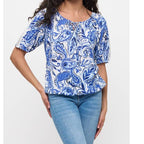 Blue Paisley Crochet Embellished Top