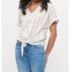 Striped Vienna Tie Front Top
