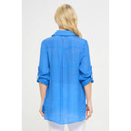 Flap Pocket Blue Button Down Shirt