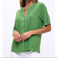 Green Casual Top with Placket