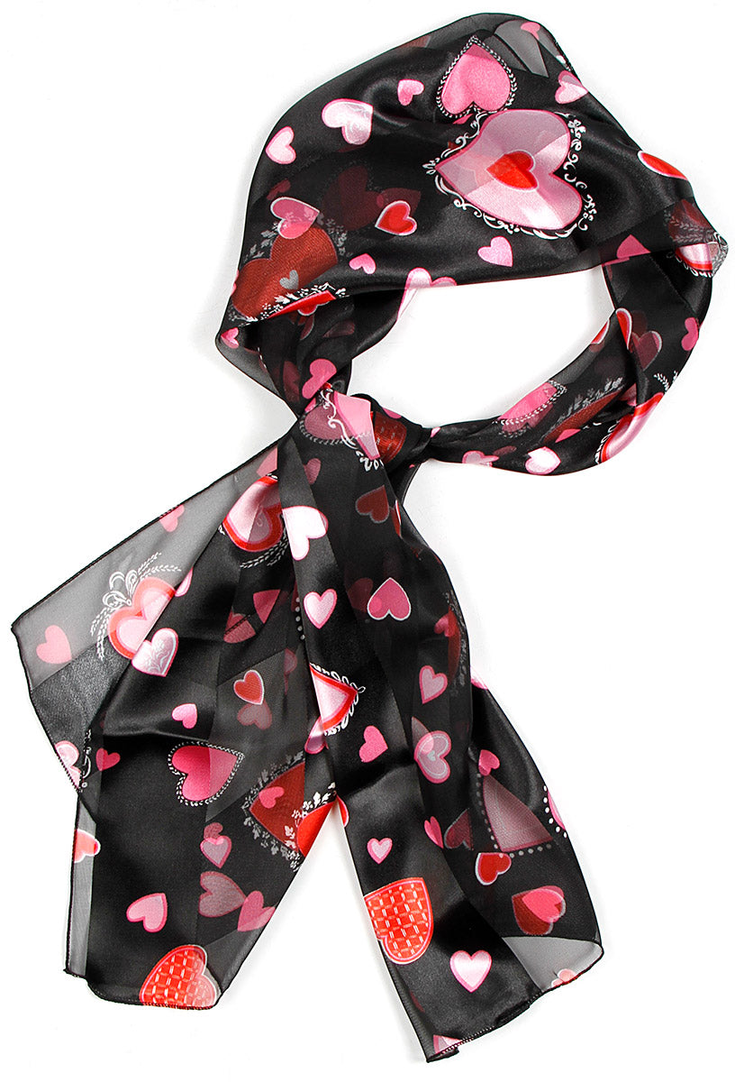 Embellished Hearts Scarf (Black)