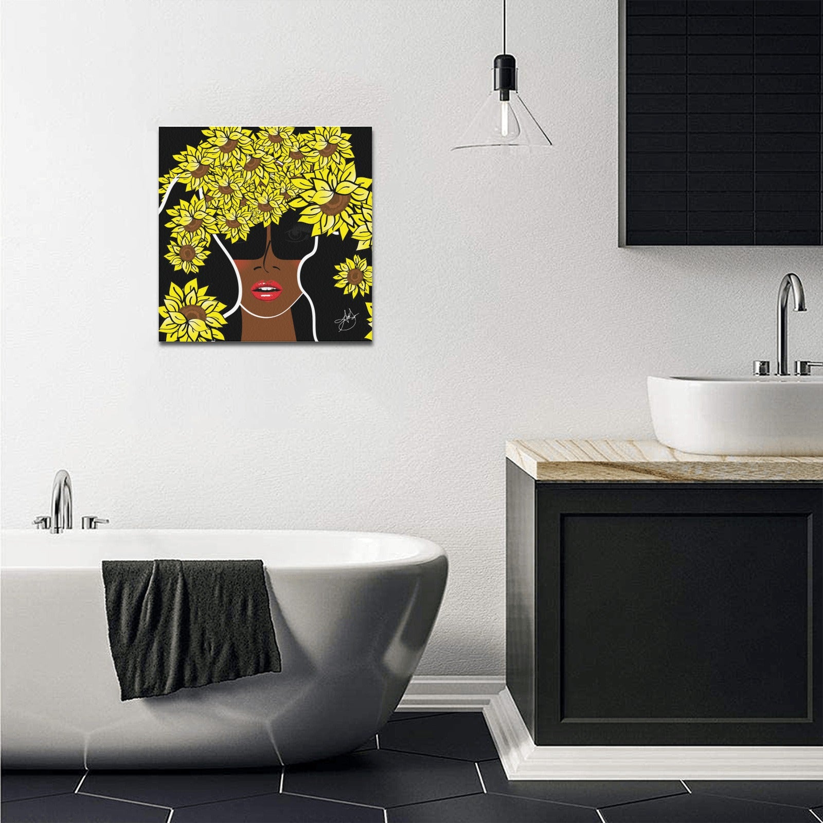 (Custom Order) AMMA JO COCOA SUNFLOWER OFFICE ARTWORK Canvas Print 16"x16"