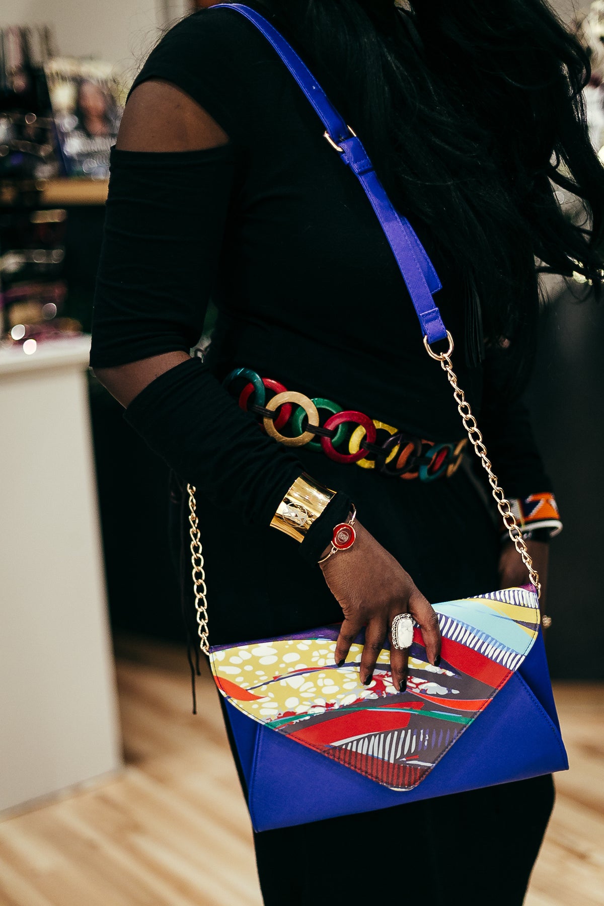 AMMA JO Blue Signature Wild Thing Clutch