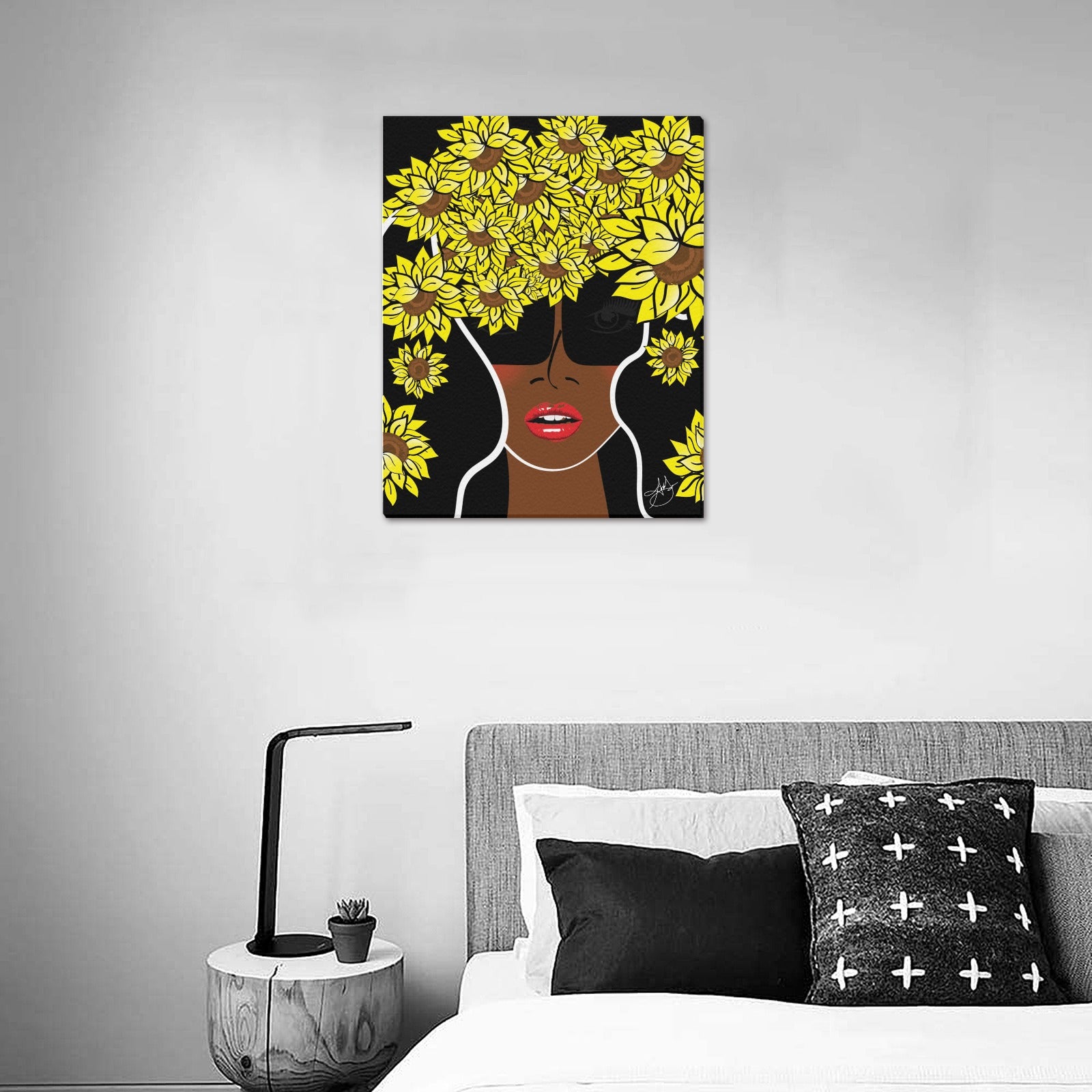 (Custom Order) AMMA JO COCOA SUNFLOWER OFFICE ARTWORK Canvas Print 16"x20"