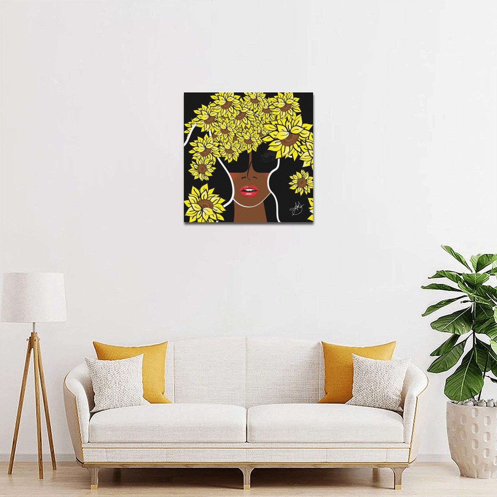(Custom Order) AMMA JO COCOA SUNFLOWER OFFICE ARTWORK Canvas Print 16"x16"