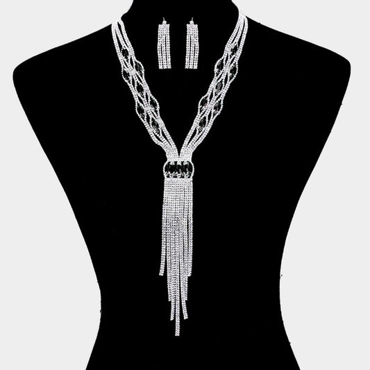 Elegant Sparking Necklace and Earring Jewelry Set