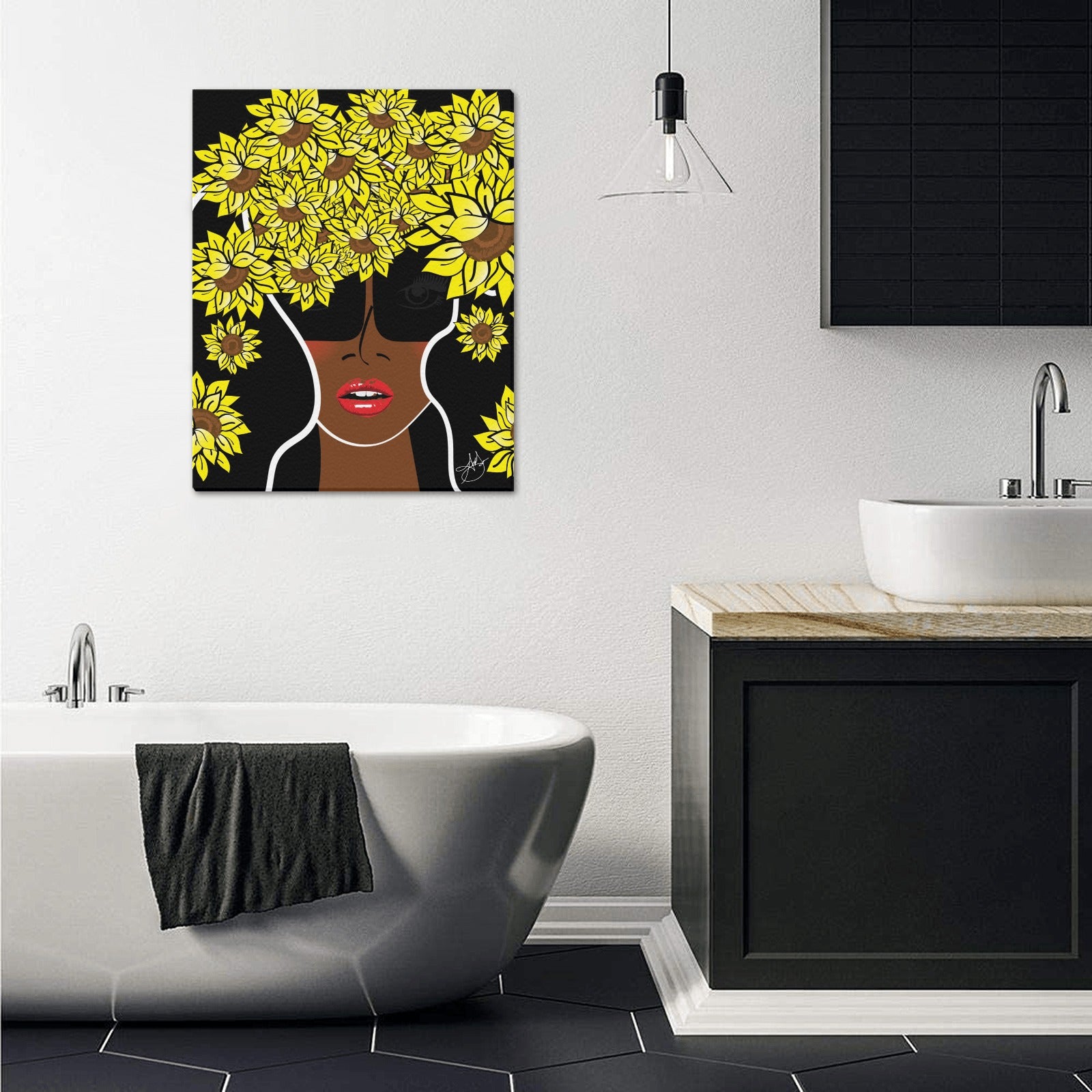 (Custom Order) AMMA JO COCOA SUNFLOWER OFFICE ARTWORK Canvas Print 16"x20"