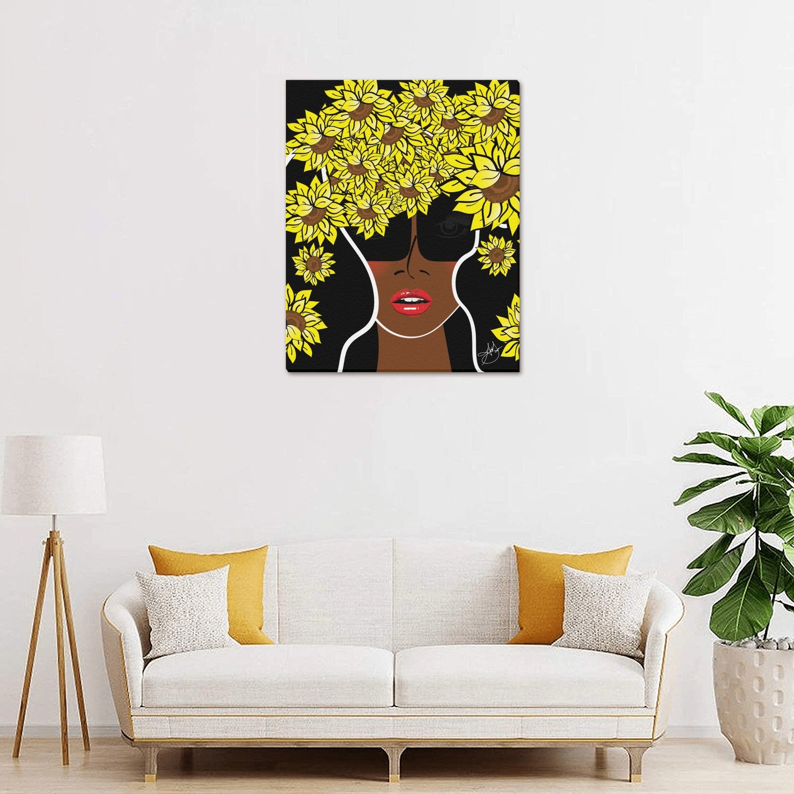 (Custom Order) AMMA JO COCOA SUNFLOWER OFFICE ARTWORK Canvas Print 16"x20"