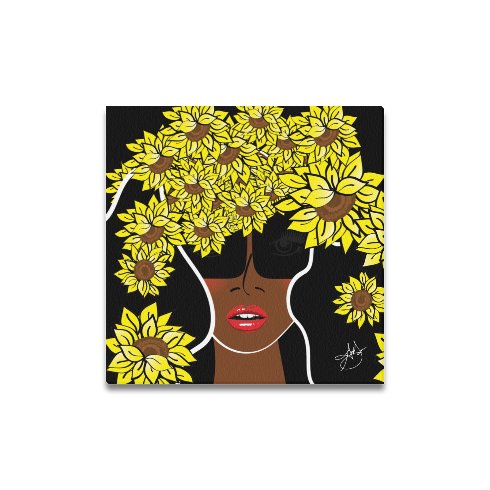 (Custom Order) AMMA JO COCOA SUNFLOWER OFFICE ARTWORK Canvas Print 16"x16"