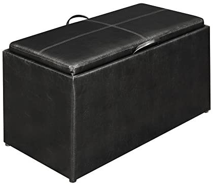 Convenience Concepts Designs4Comfort Sheridan Storage Bench w / 2 Side Ottomans, Black