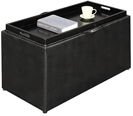 Convenience Concepts Designs4Comfort Sheridan Storage Bench w / 2 Side Ottomans, Black