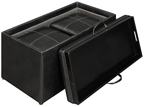 Convenience Concepts Designs4Comfort Sheridan Storage Bench w / 2 Side Ottomans, Black