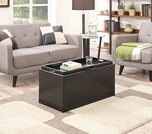 Convenience Concepts Designs4Comfort Sheridan Storage Bench w / 2 Side Ottomans, Black
