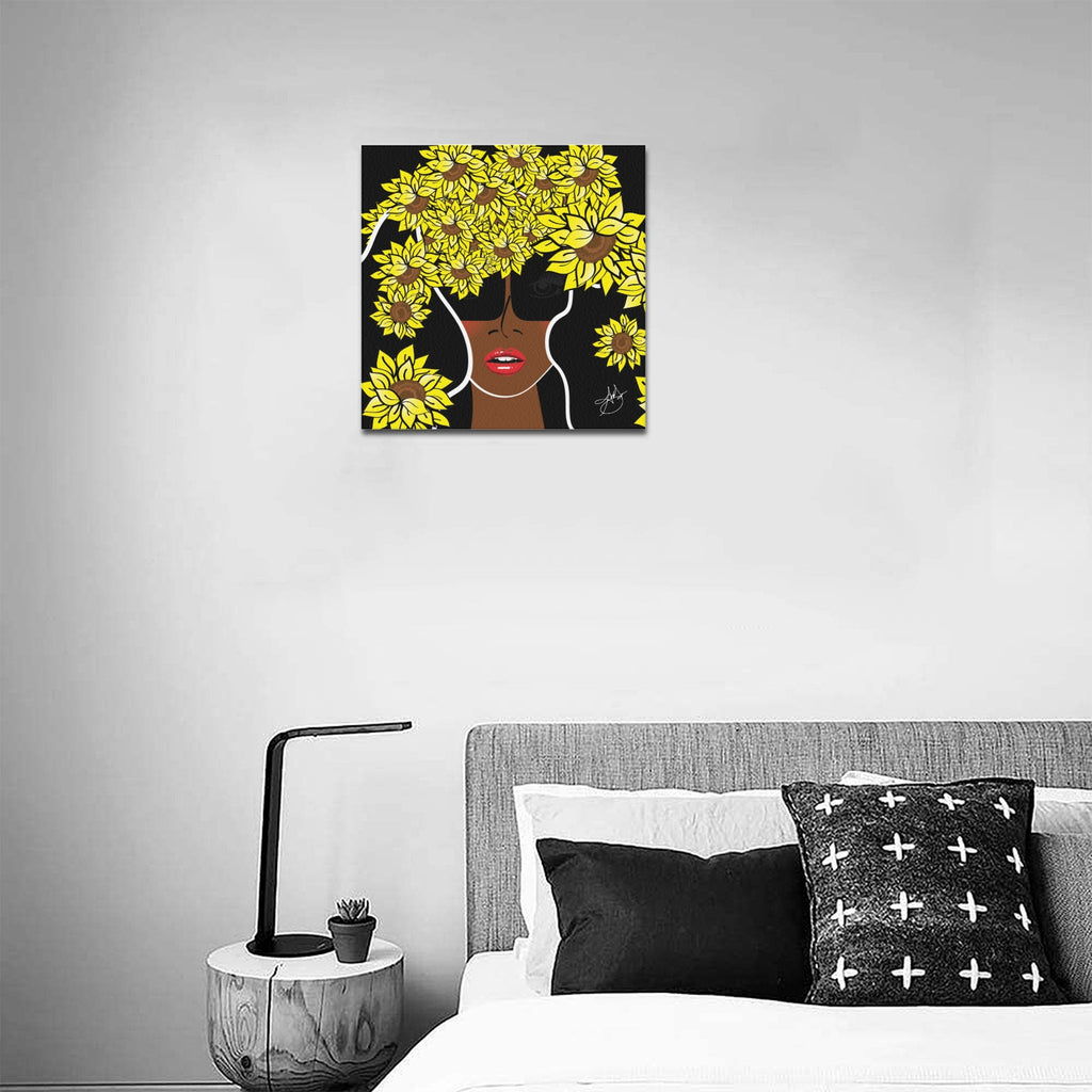 (Custom Order) AMMA JO COCOA SUNFLOWER OFFICE ARTWORK Canvas Print 16"x16"