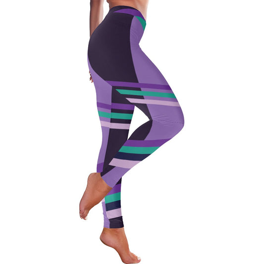 AMMA JO Sport PURPLE STRIPE LEGGINGS