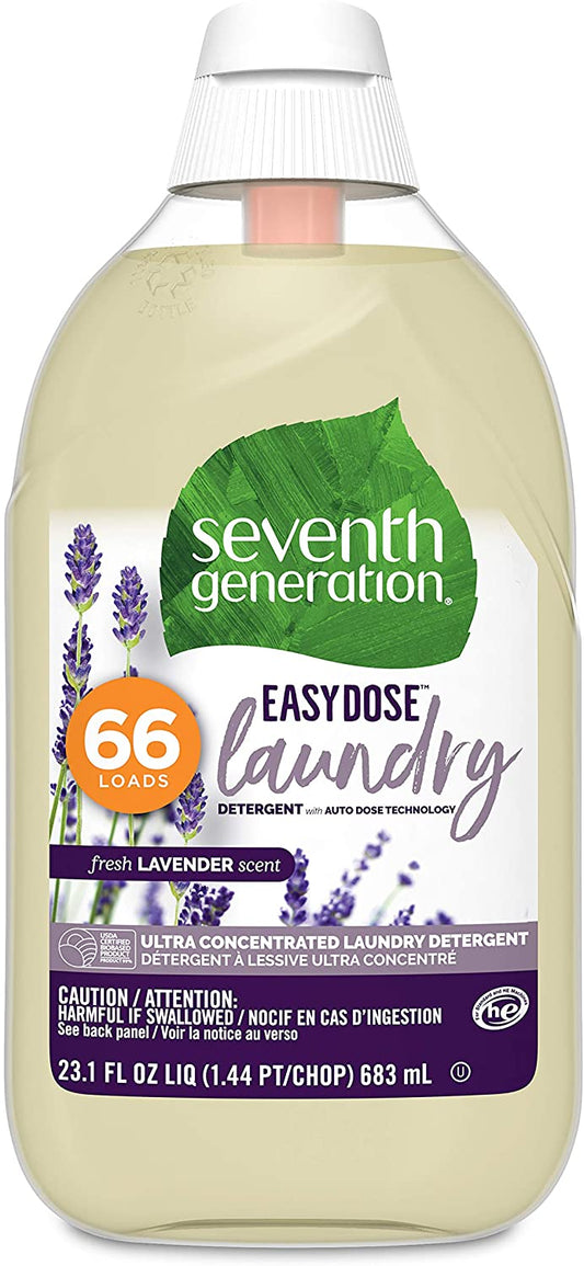 Seventh Generation Laundry Detergent, Ultra Concentrated EasyDose, Fresh Lavender, 23 oz, 66 Loads (Packaging May Vary)