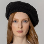 Stylish Black Sherpa Beret Hat