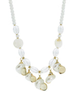 Beige Glass and Shell Beaded Statement Necklace