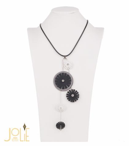 AMMA JO BELLISSIMO- Made in Italy - Faux Leather Pendant Necklace Yellow Gold
