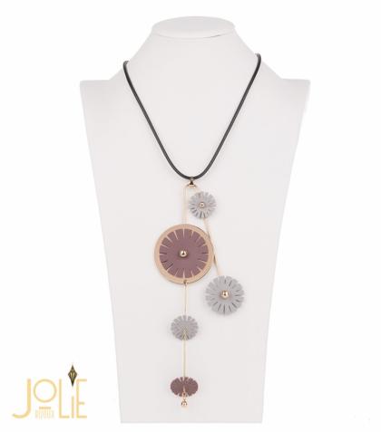 AMMA JO BELLISSIMO- Made in Italy - Faux Leather Pendant Necklace Yellow Gold