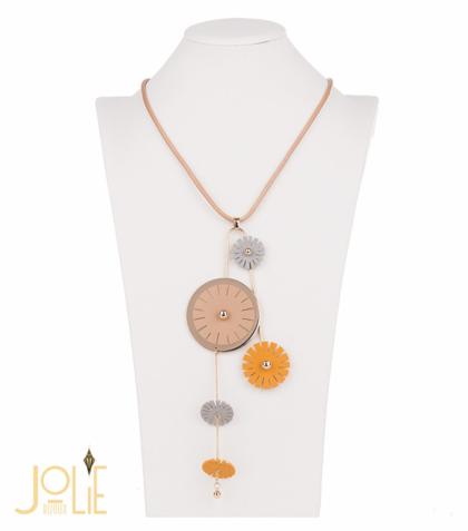 AMMA JO BELLISSIMO- Made in Italy - Faux Leather Pendant Necklace Yellow Gold