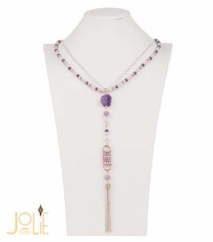 AMMA JO BELLISSIMO Purple Pendant Stone Necklace