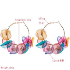 Pink Fabric Flower Embellished Hoops