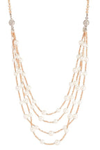 Convertible Pearl and Sparkle Layered Necklace - Rose Goldtone