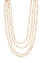 Convertible Pearl and Sparkle Layered Necklace - Rose Goldtone