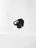 Dark Grey Diamond Flower Fall Cocktail Ring