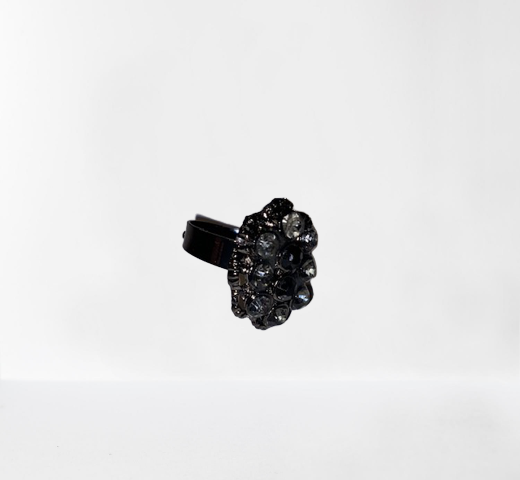 Dark Grey Oval Fall Cocktail Ring