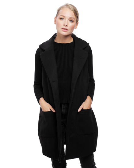 Classic Long Black Pocketed Vest