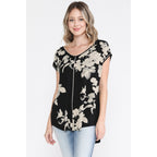 Floral Shirt Top with Subtle Sparkle
