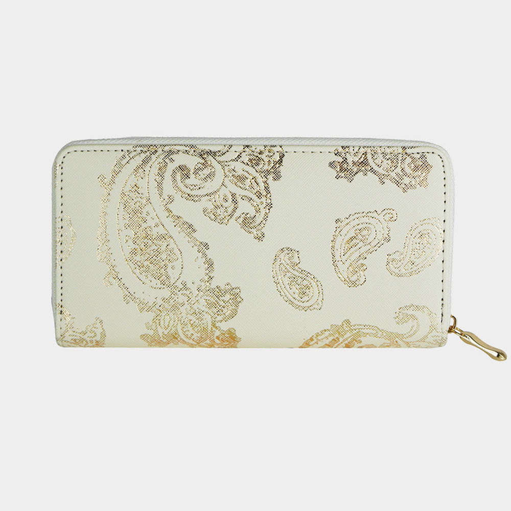 Gold Foil Metallic Printed Zip Wallet