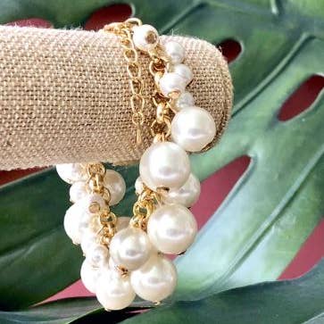 Goldtone Pearl Bauble Chunky Bracelet