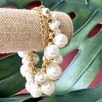 Goldtone Pearl Bauble Chunky Bracelet