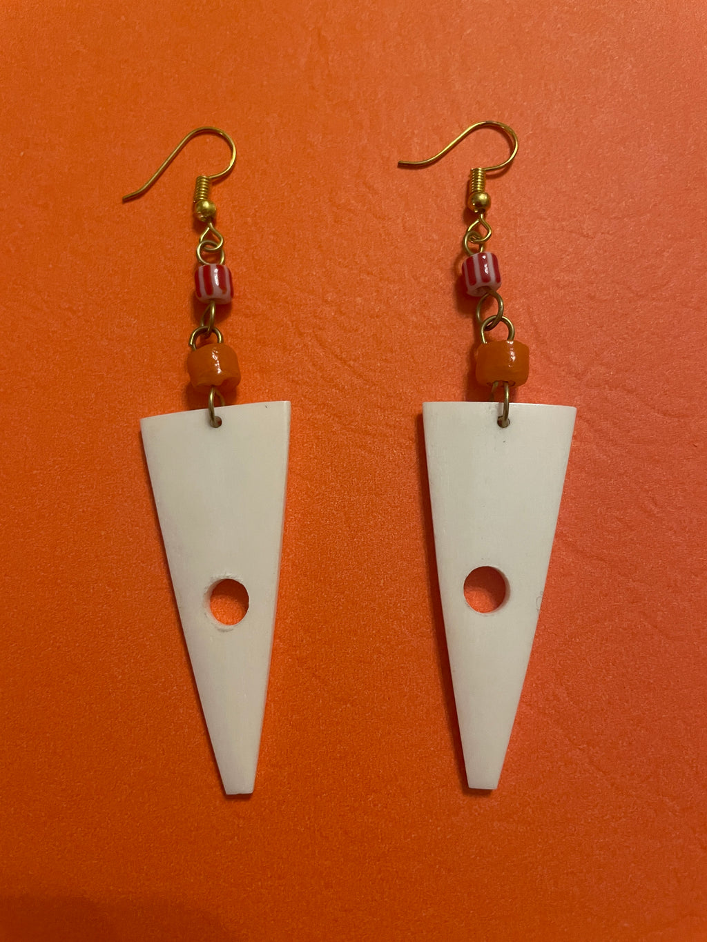 Made in Kenya - Orange and Cream Beaded Earrings