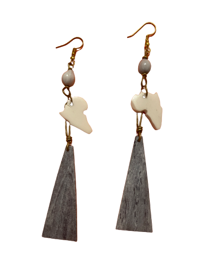 Made in Kenya - Grey Marble and Cream Beaded Earrings