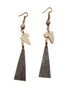 Made in Kenya - Grey Marble and Cream Beaded Earrings