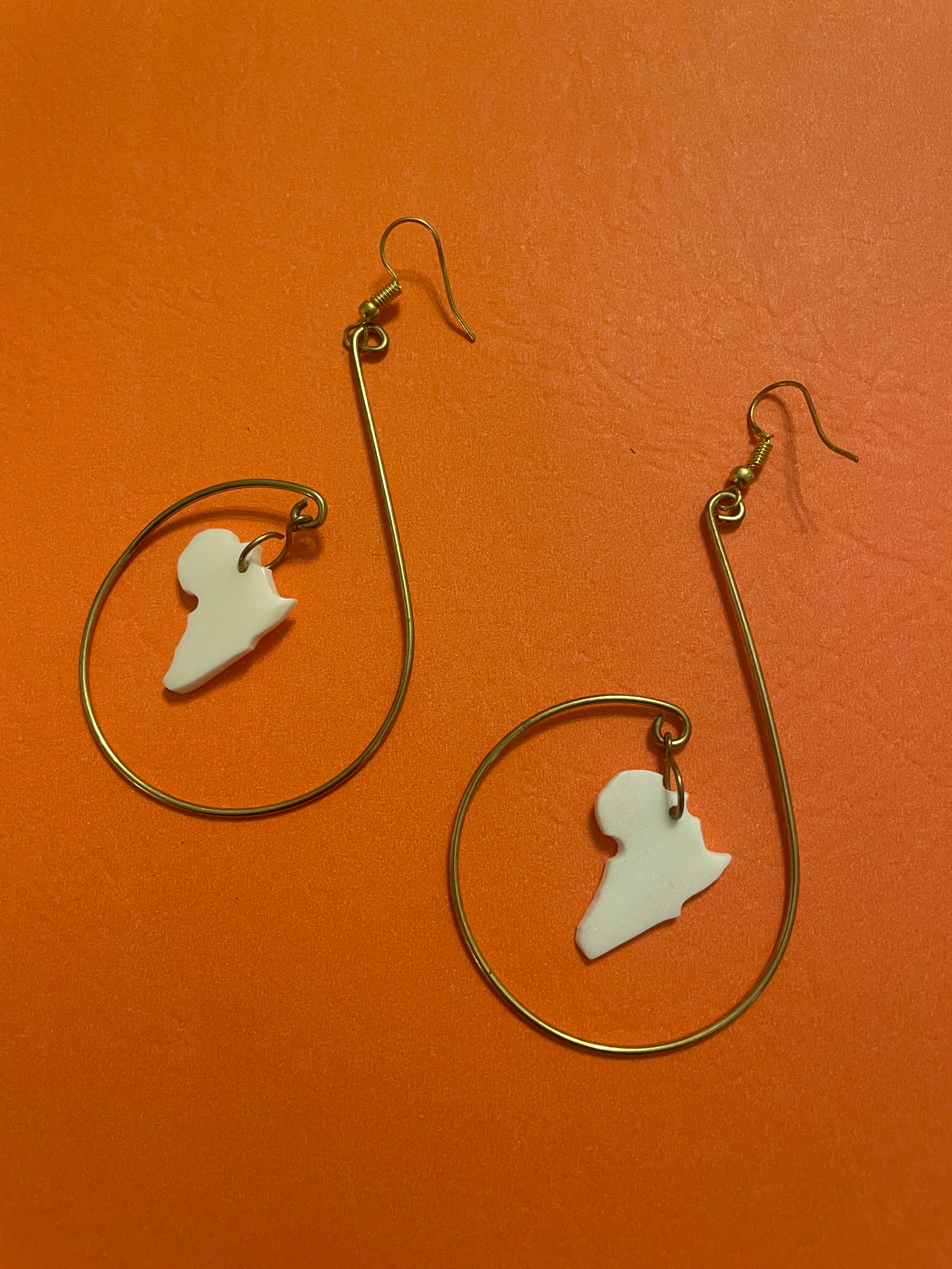 Made in Kenya - Cream and Brass Africa Hooped Earrings