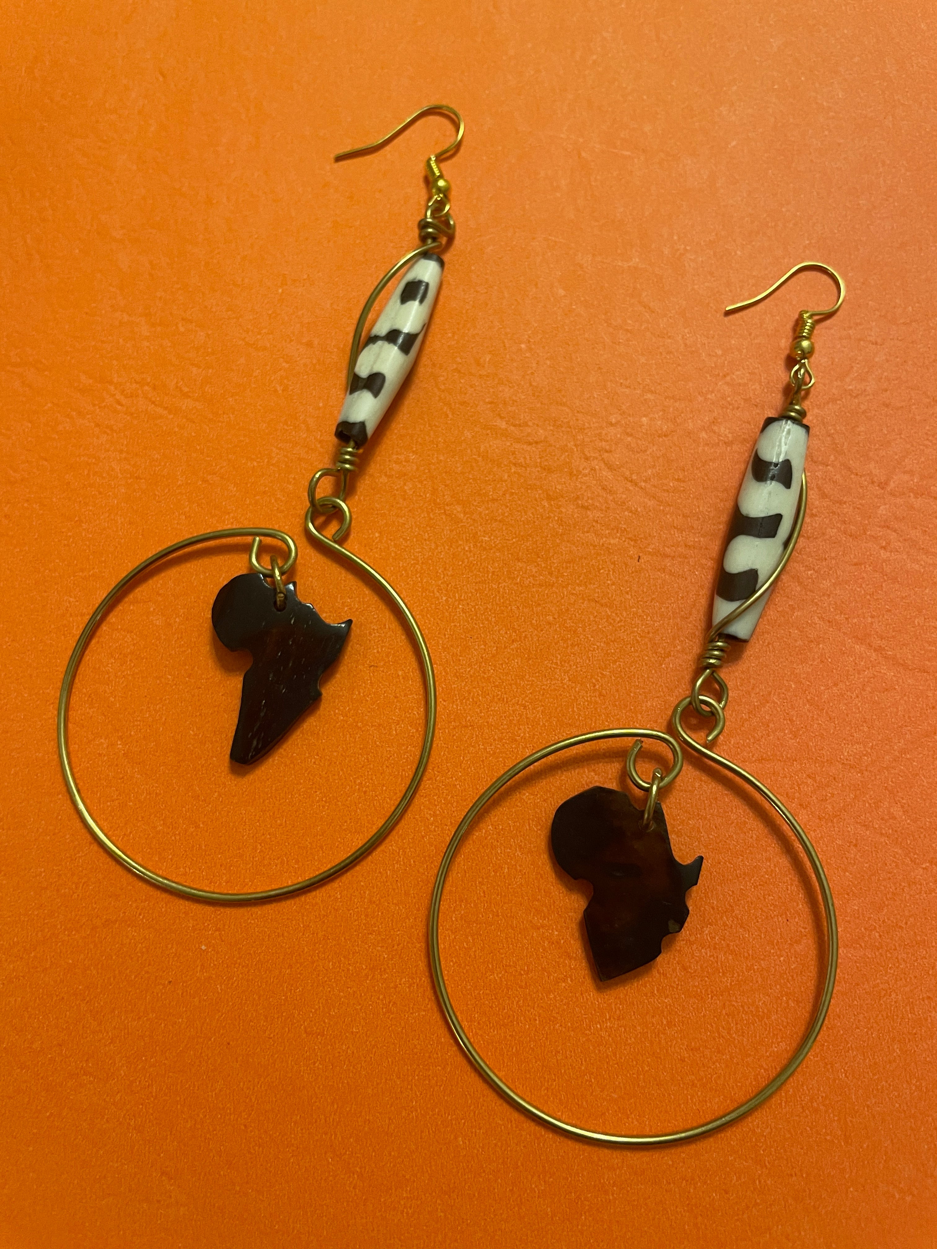 Made in Kenya - Brown and Brass Africa Hooped Earrings