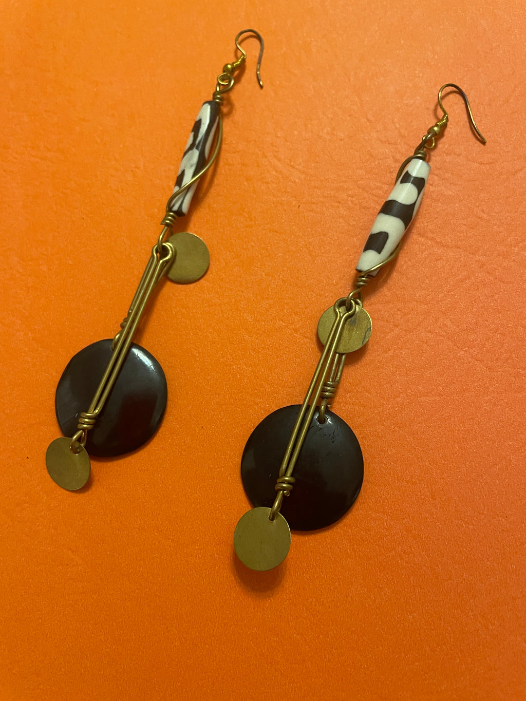 Made in Kenya - Cream and Brown Chandelier Earrings