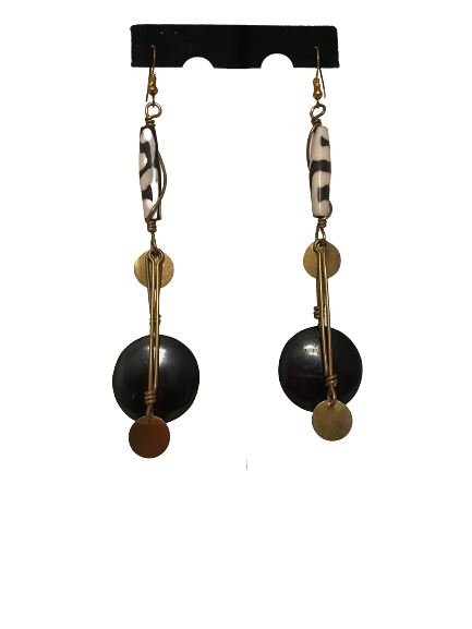 Made in Kenya - Cream and Brown Chandelier Earrings
