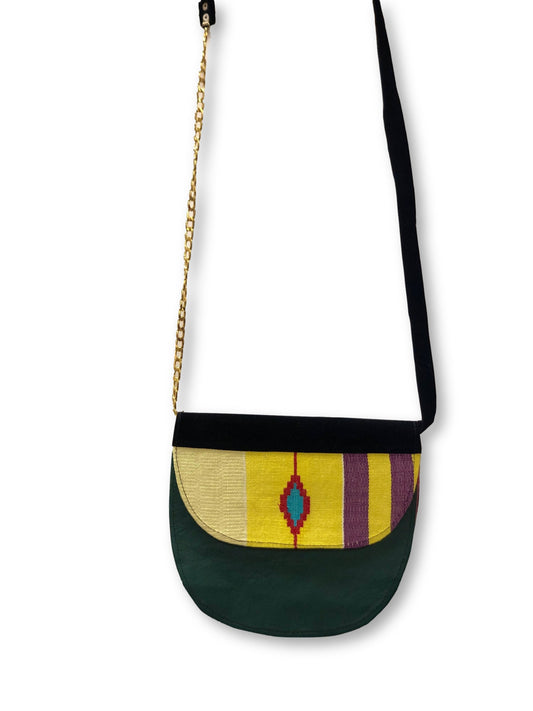 Yellow Printed Crescent Bella Africa Bag