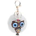 Fur and Rhinestone Owl Key Chain- White