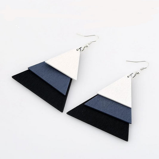 AJS Geometric Black Triangle Shaped Earrings