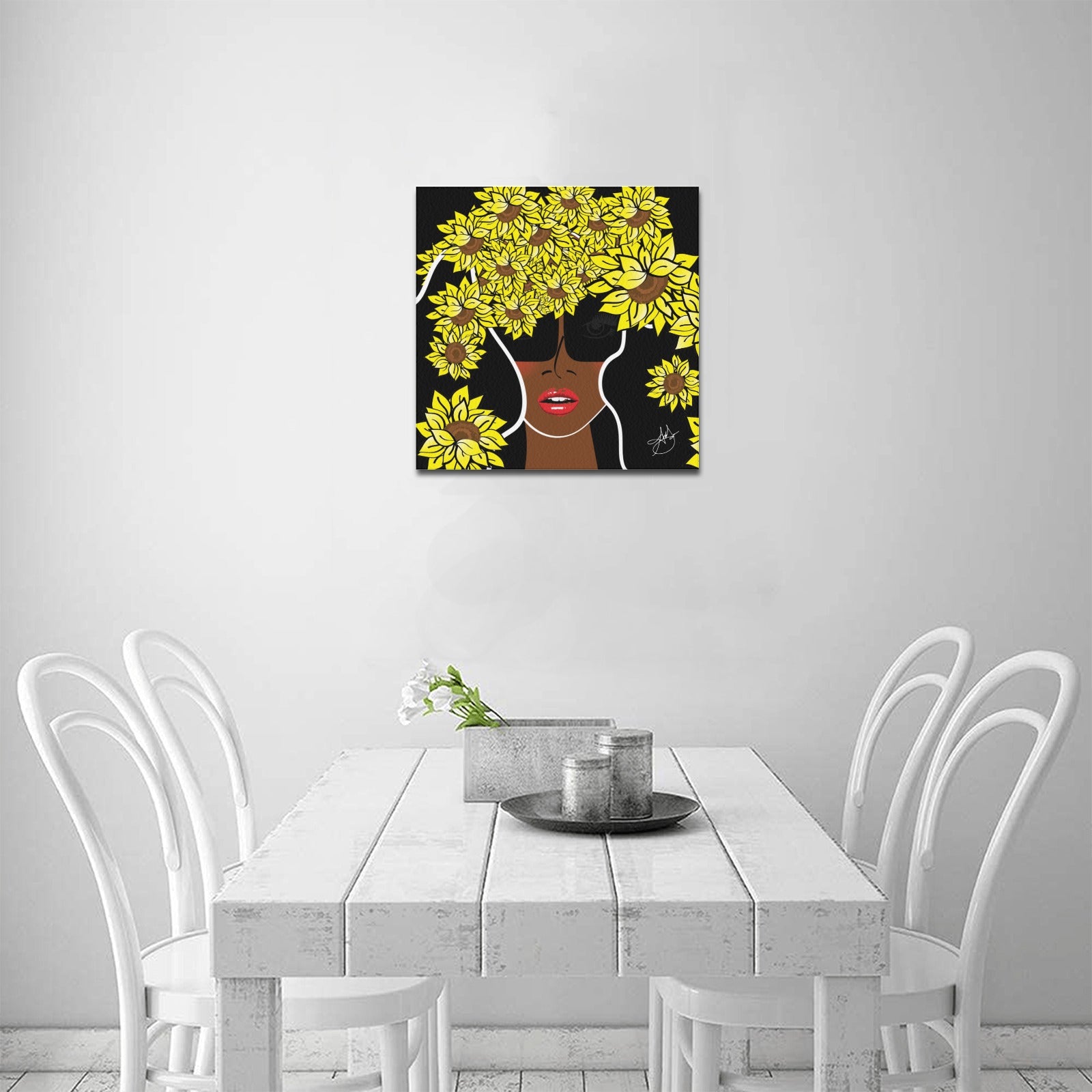 (Custom Order) AMMA JO COCOA SUNFLOWER OFFICE ARTWORK Canvas Print 16"x16"