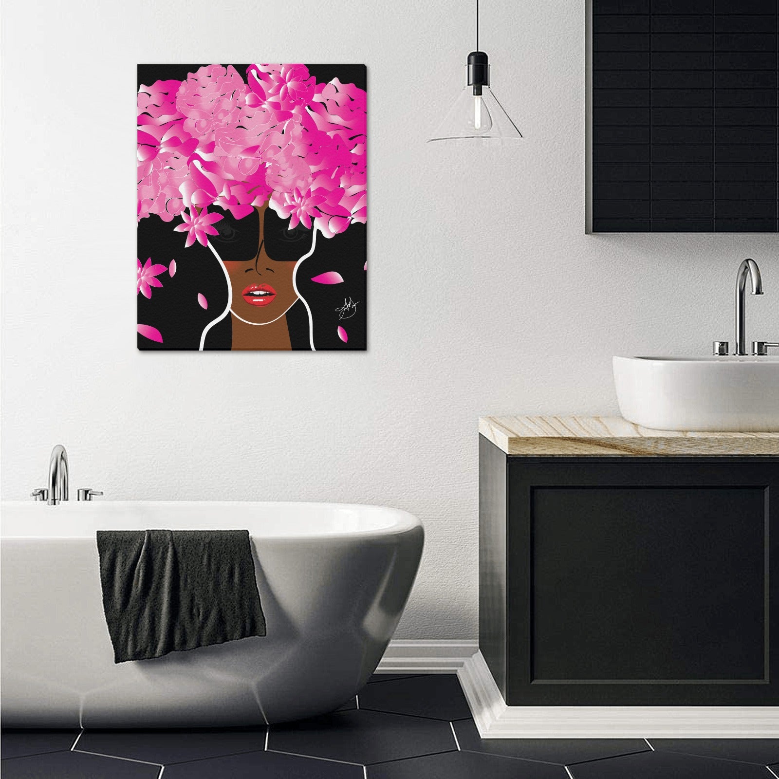 (Custom Order) AMMA JO Cocoa Peony Office Frame Canvas Print 16"x20"